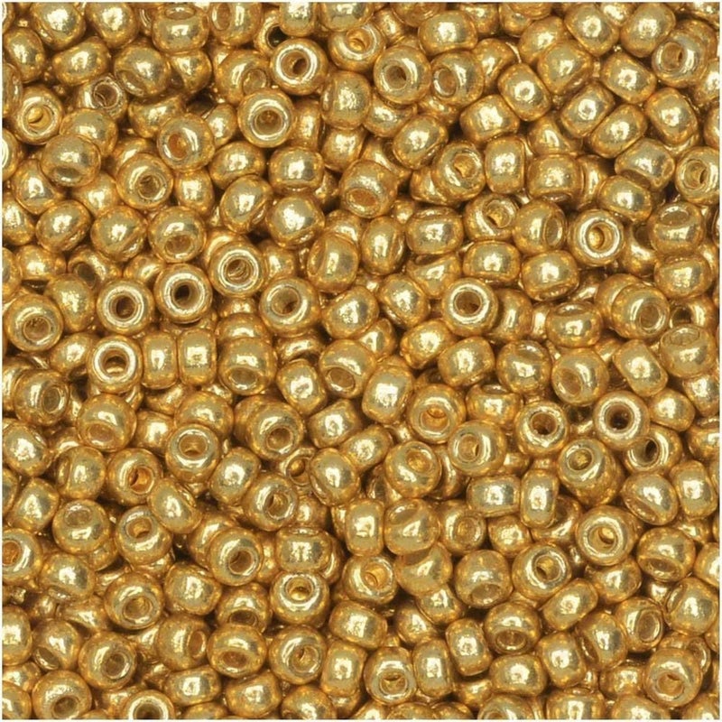 Miyuki Duracoat Galvanized Gold Miyuki Japanese round rocailles glass seed beads 11/0 Approximately 24 gram 5 inch tube - Image 1
